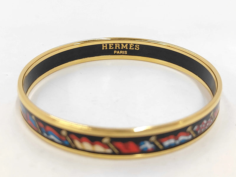 Hermes Uni Bangle Enamel Multicolour Metal Jewelry