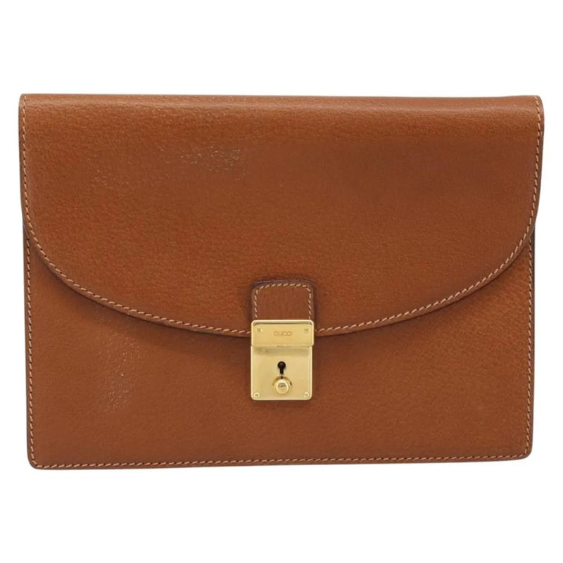 Gucci Vintage Clutch Leather Brown Bag