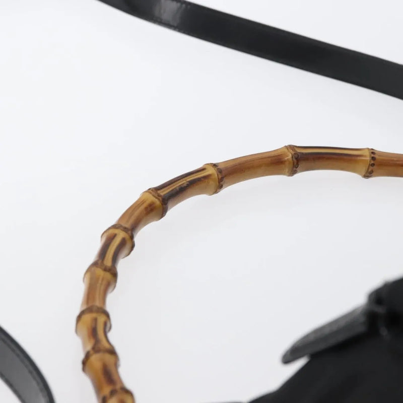 Gucci Vintage Bamboo Shoulder Nylon Black Bag