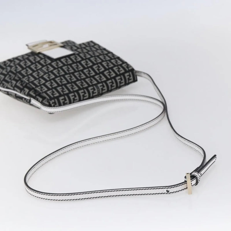 Fendi Vintage Flap Zucchino Canvas Black Bag
