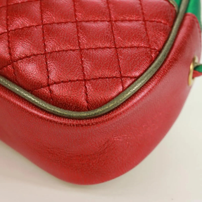 Gucci Trapuntata Camera Quilted Laminated Leather Red Bag
