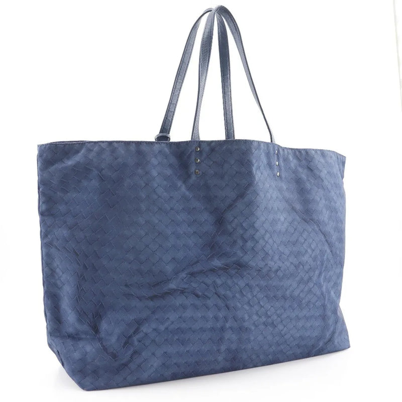 Bottega Veneta Intrecciolusion Tote Printed Nylon Navy Bag