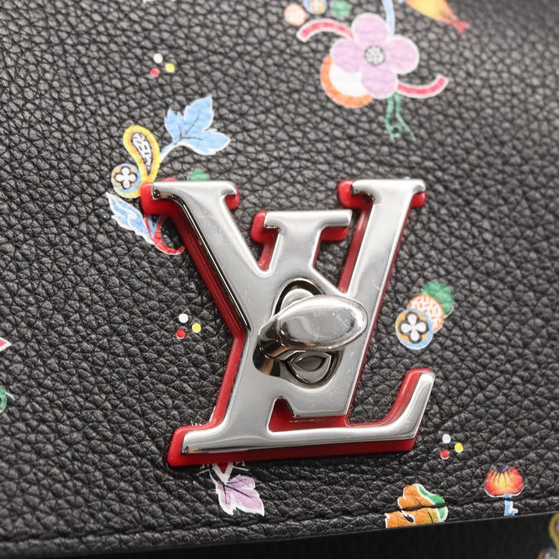 Louis Vuitton Lockme Floral Printed Leather Black Bag