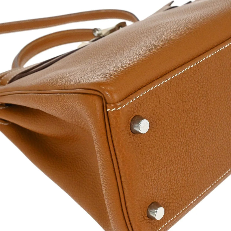 Hermes Kelly Brown Togo With Palladium Hardware Leather Bag