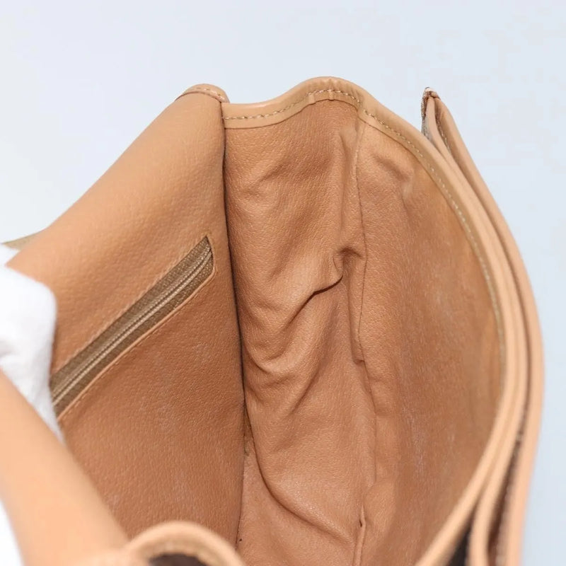 Celine Vintage Macadam Canvas And Leather Brown Bag