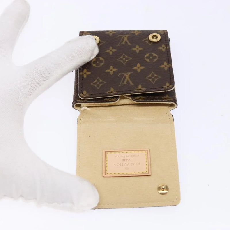 Louis Vuitton Case Jewelry Box Canvas Brown Accessory