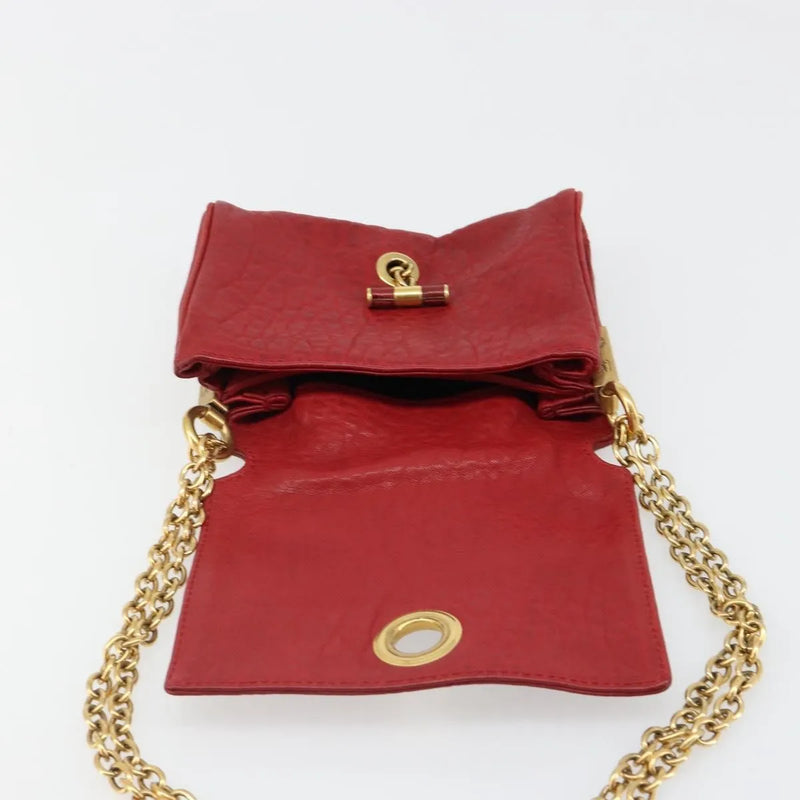 Saint Laurent Chain Leather Red Bag