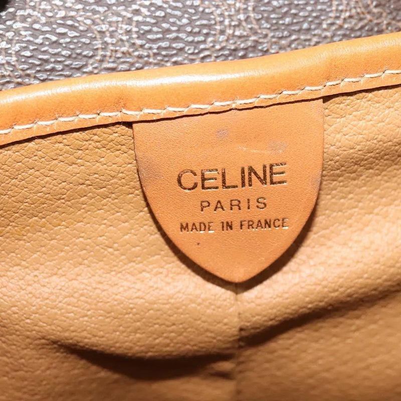 Celine Vintage Macadam Canvas And Leather Brown Pvc Bag