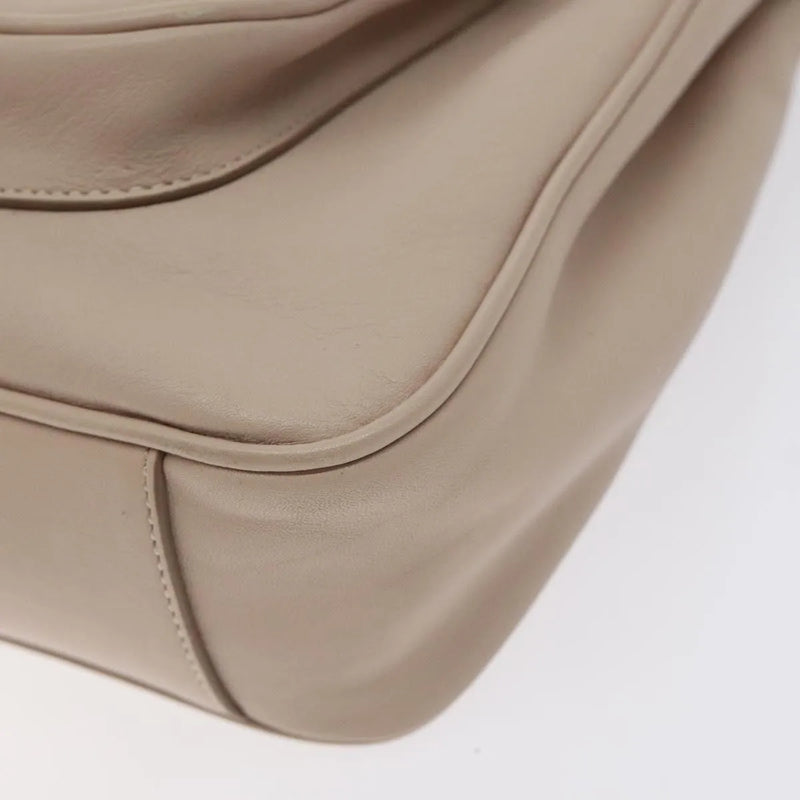 Salvatore Ferragamo Gancini Chain Leather Beige Bag
