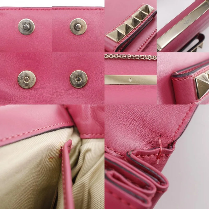 Valentino Garavani Va Voom Clutch Leather Pink Bag
