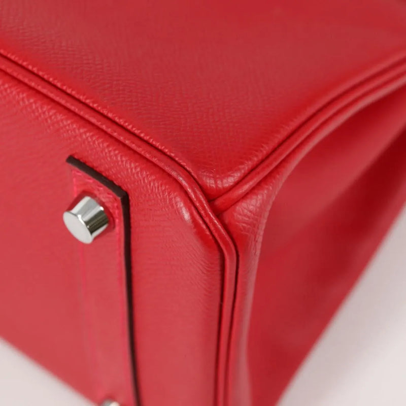 Hermes Birkin Red Epsom With Palladium Hardware Leather Bag