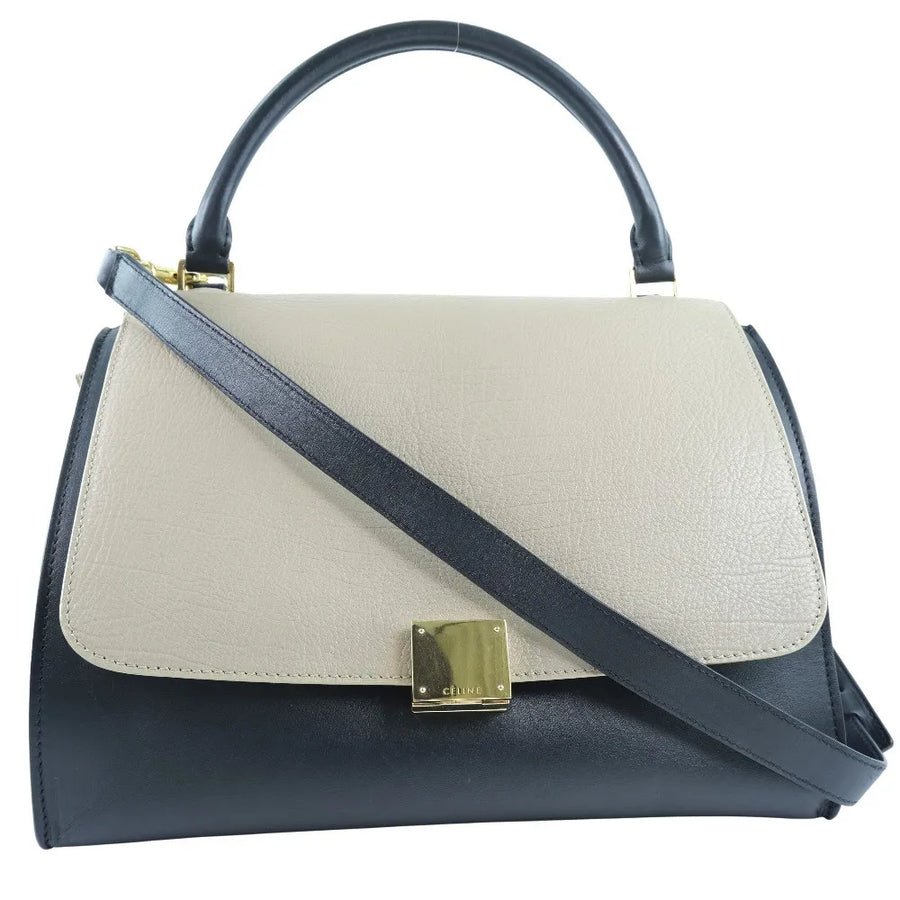 Celine Trapeze Leather With Suede Black Bag