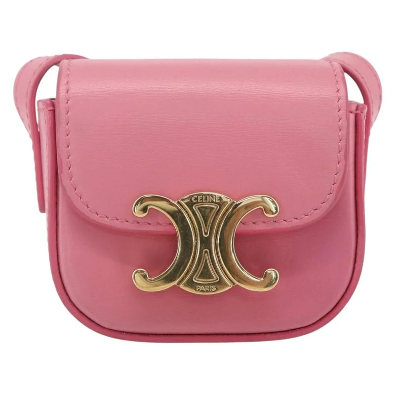 Celine Triomphe Shoulder Smooth Calfskin Pink Leather Bag