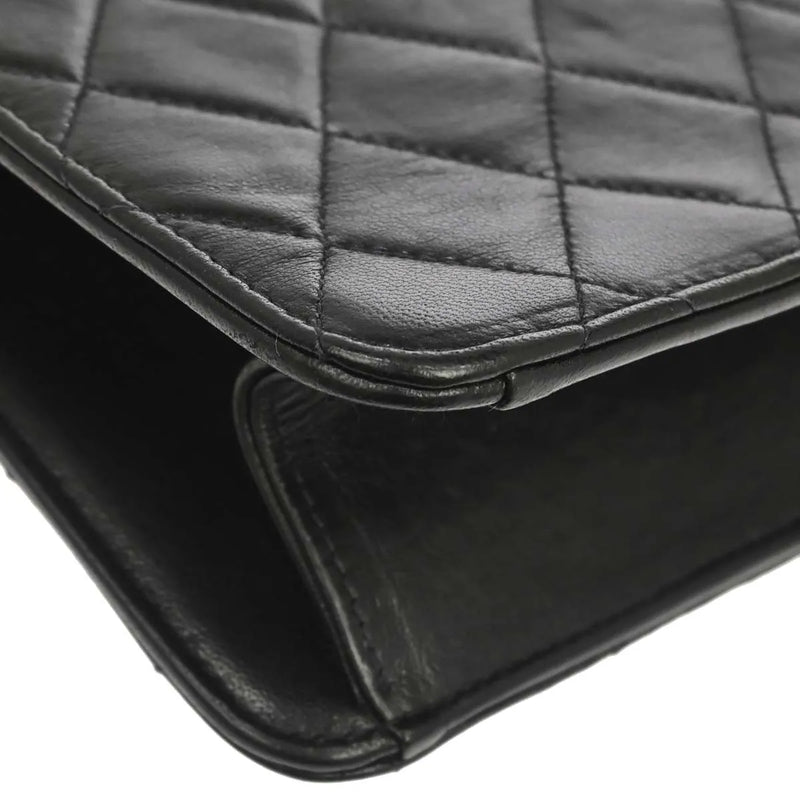 Chanel Vintage Classic Flap Quilted Lambskin Black Leather Bag