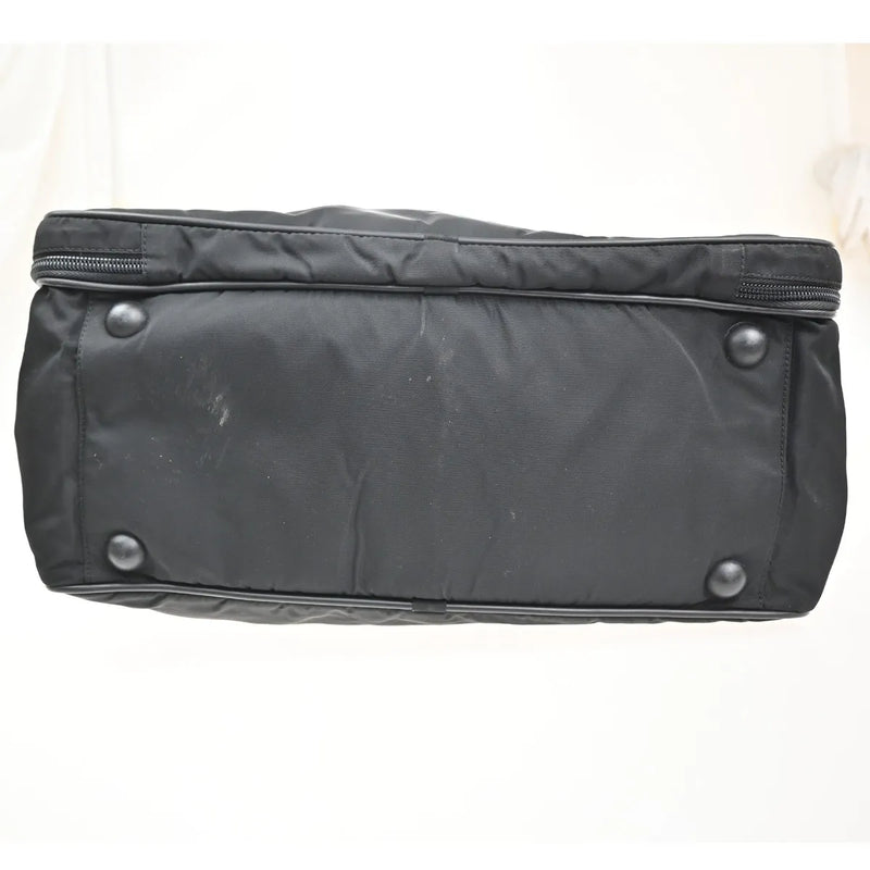 Prada Expandable Front Zip Boston Tessuto Black Nylon Bag