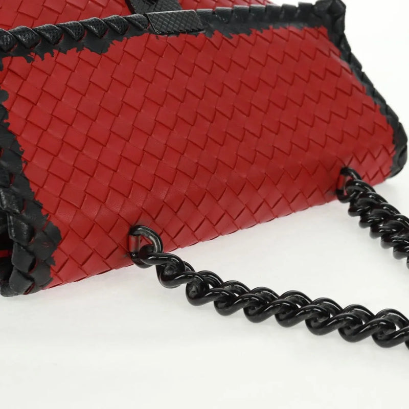 Bottega Veneta Glass Intrecciato Nappa With Snakeskin Red Leather Bag