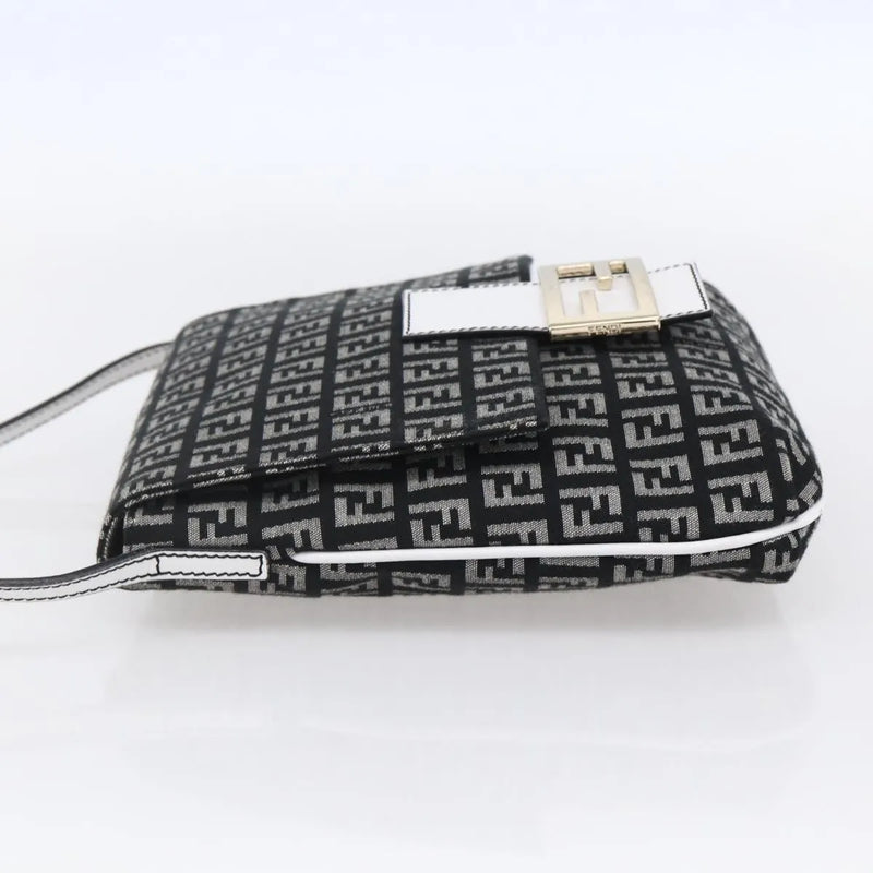 Fendi Vintage Flap Zucchino Canvas Black Bag