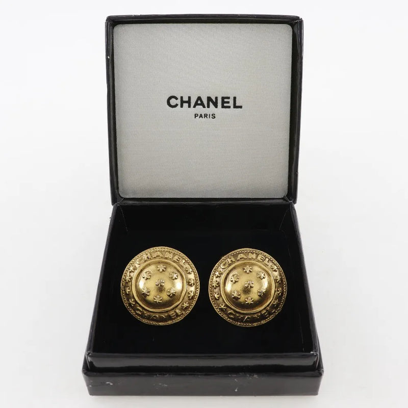 Chanel Vintage Logo Round Plated Gold Gold_plated Jewelry