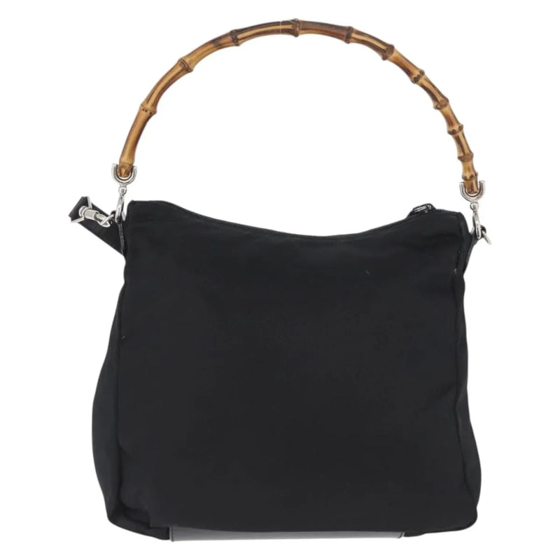 Gucci Vintage Bamboo Shoulder Nylon Black Bag
