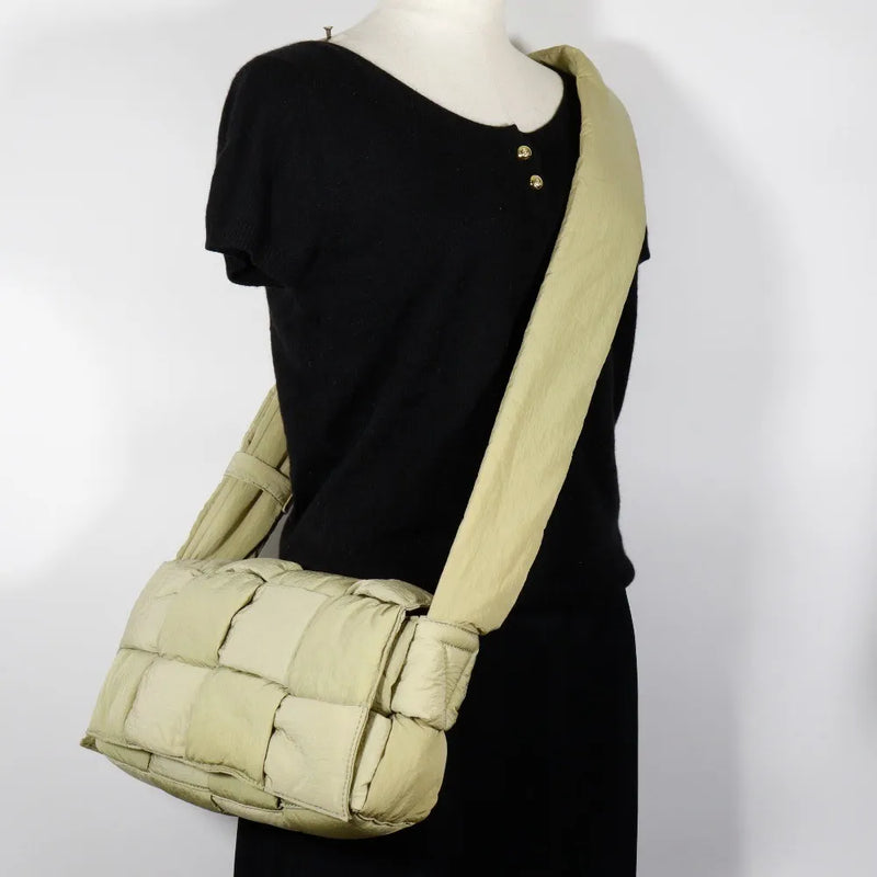 Bottega Veneta Padded Tech Cassette Intrecciato Nylon Khaki Bag