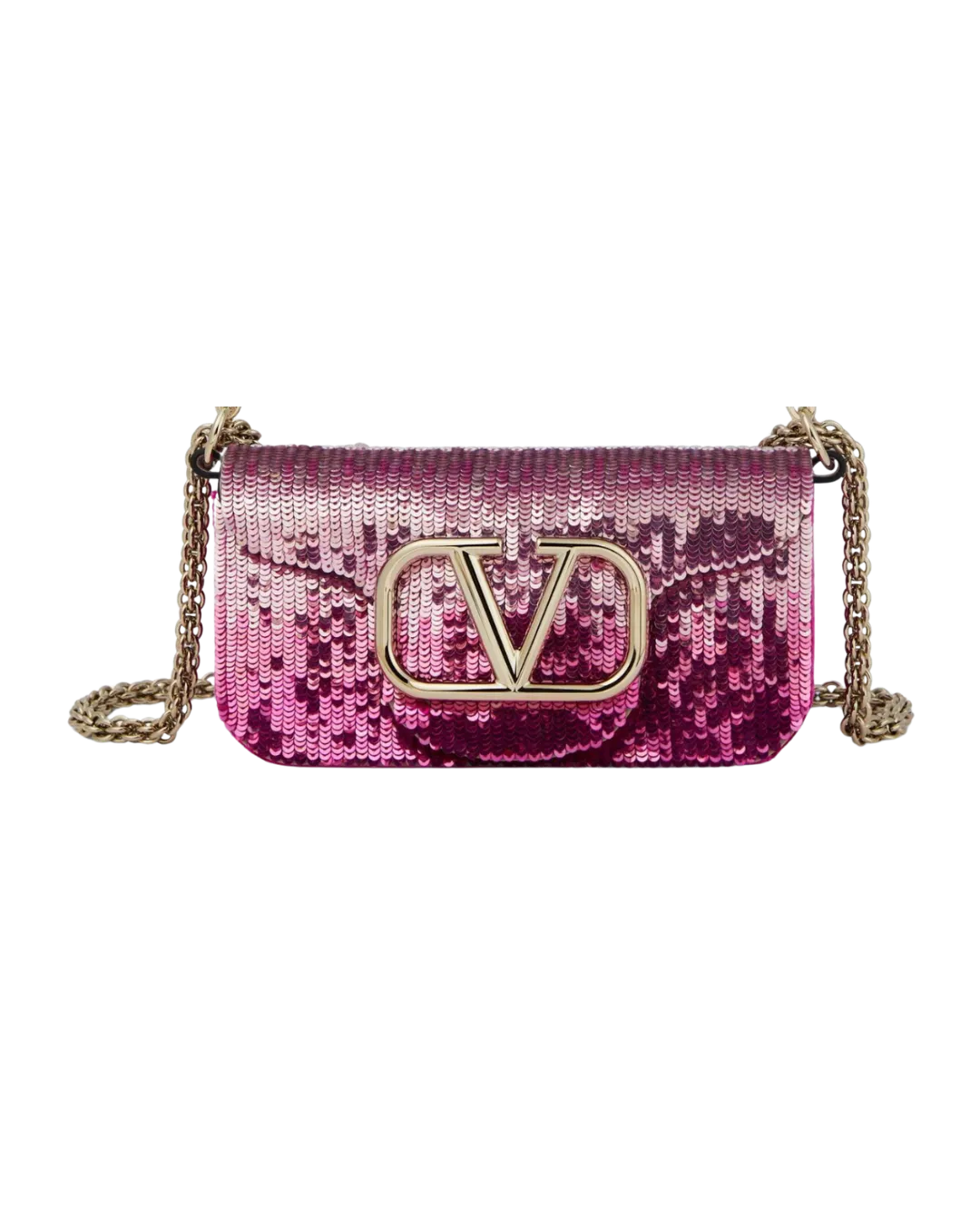 Valentino Garavani Vlogo Loco Flap Shoulder Embellished Embroidered Leather Pink Satin Bag