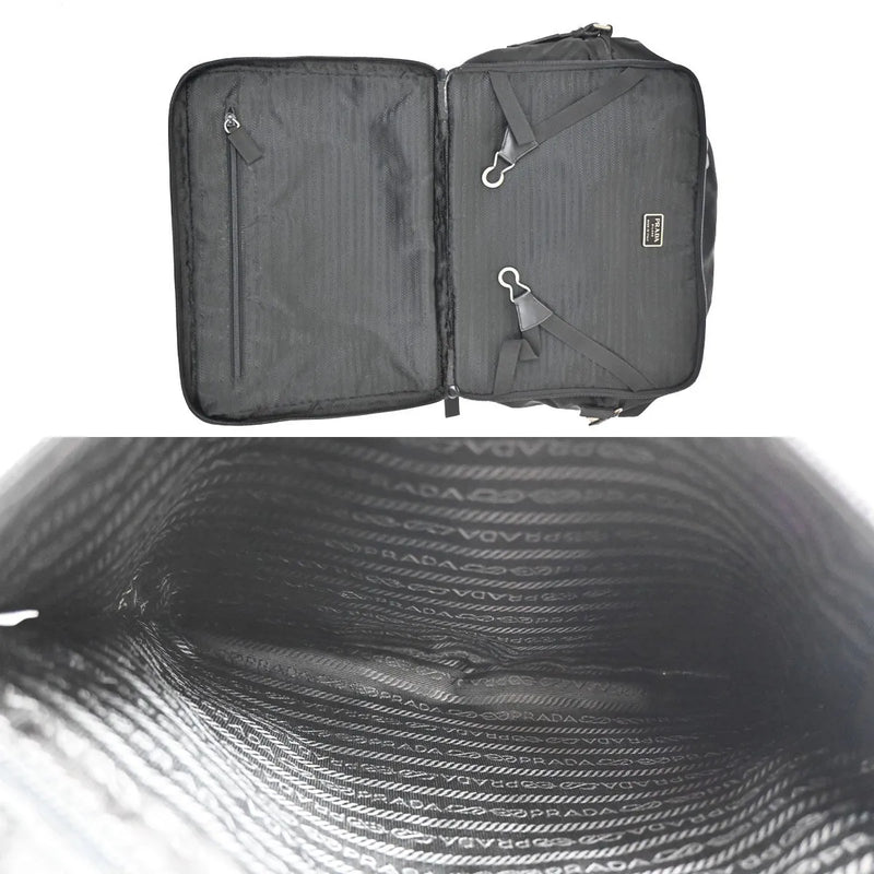 Prada Expandable Front Zip Boston Tessuto Black Nylon Bag