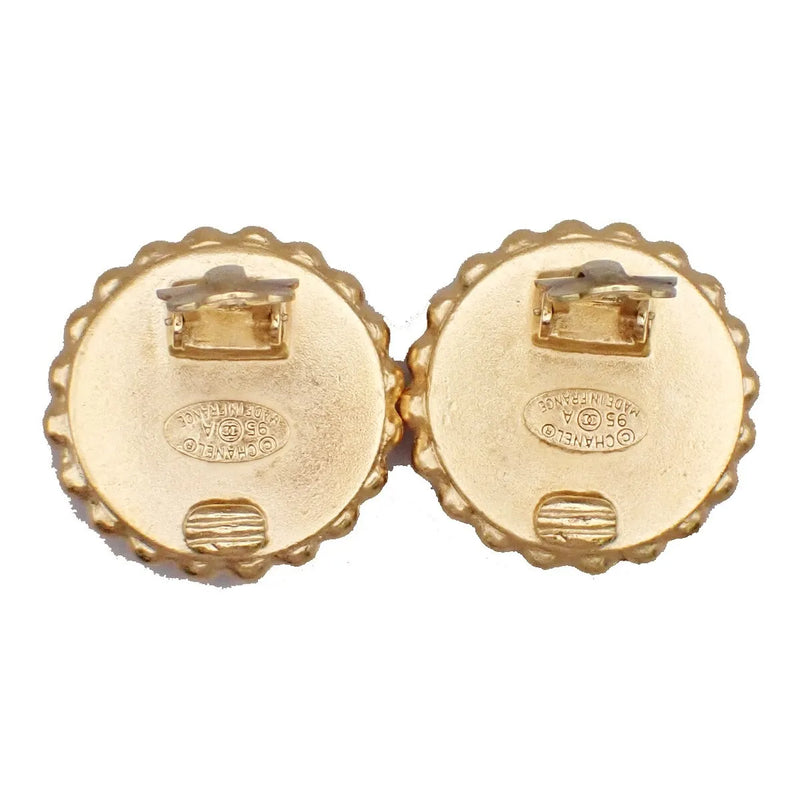 Chanel Cc Round Metal Black Gold_plated Jewelry