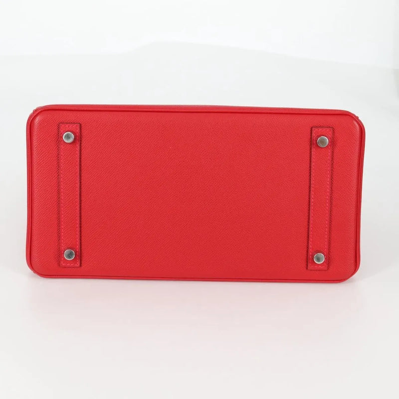 Hermes Birkin Red Epsom With Palladium Hardware Leather Bag