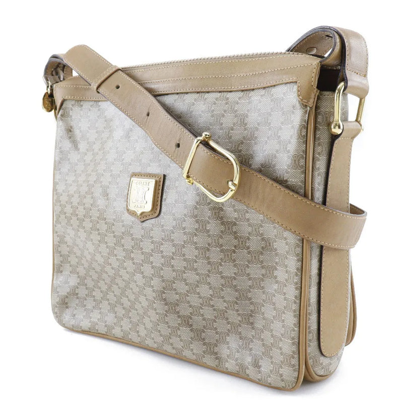 Celine Macadam Shoulder Pvc Leather Beige Bag