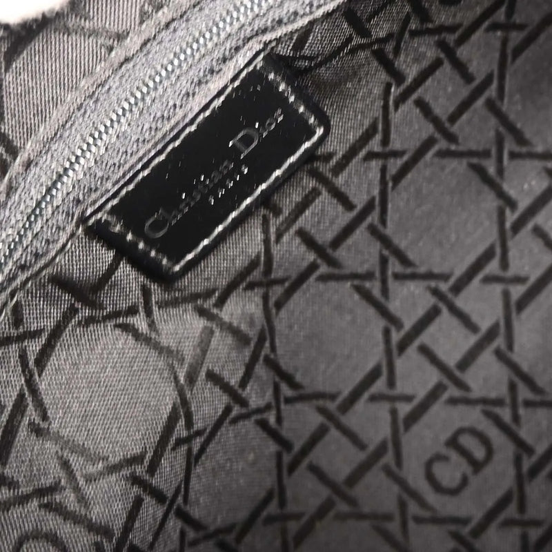Christian Dior Vintage Lady Houndstooth Canvas Black Bag