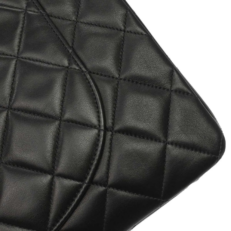 Chanel Vintage Cc Chain Flap Shoulder Quilted Lambskin Black Leather Bag