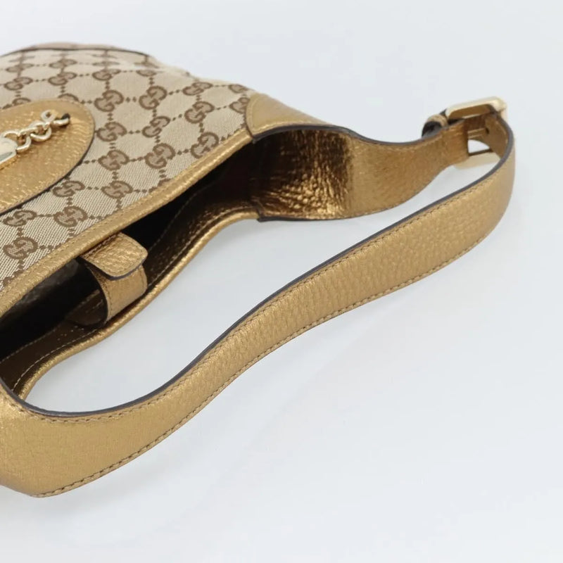Gucci Vintage Jackie O Chain Hobo Gg Canvas Beige Bag