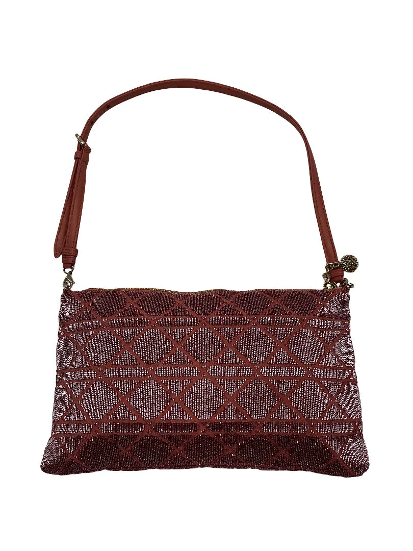 Christian Dior Cannage Cotton Bead Embroidery Pink Beads Bag