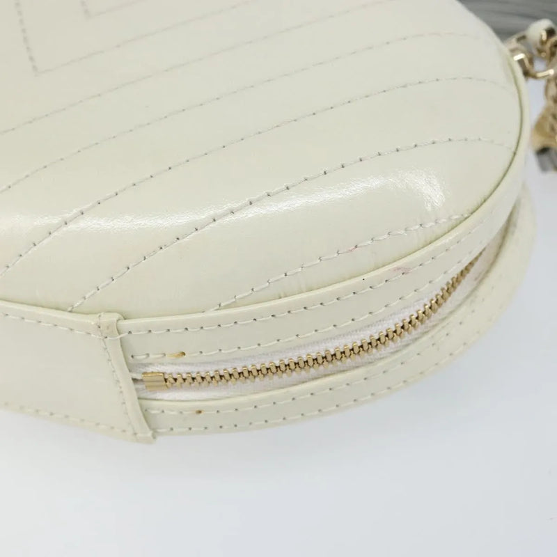 Chanel La Pausa Evening Chevron Lambskin With Applique White Leather Bag