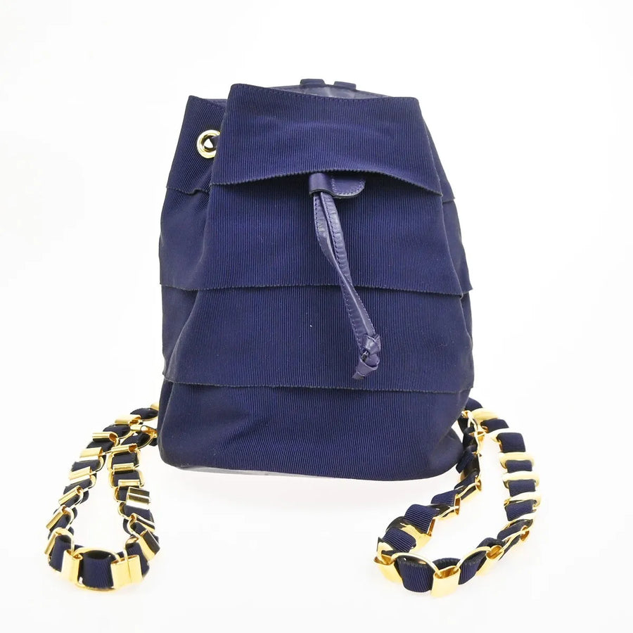 Salvatore Ferragamo Vara Chain Canvas Purple Bag