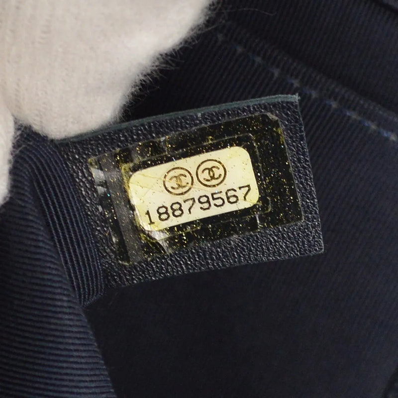 Chanel Boy Flap Cube Embossed Lambskin Navy Leather Bag