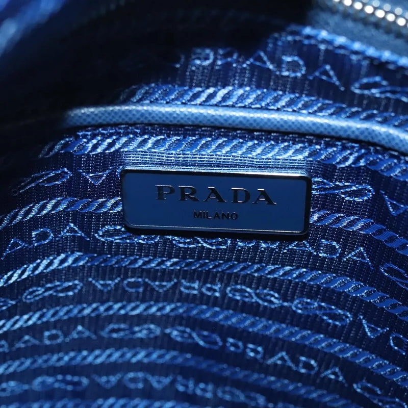 Prada Flat Messenger Tessuto With Leather Blue Nylon Bag