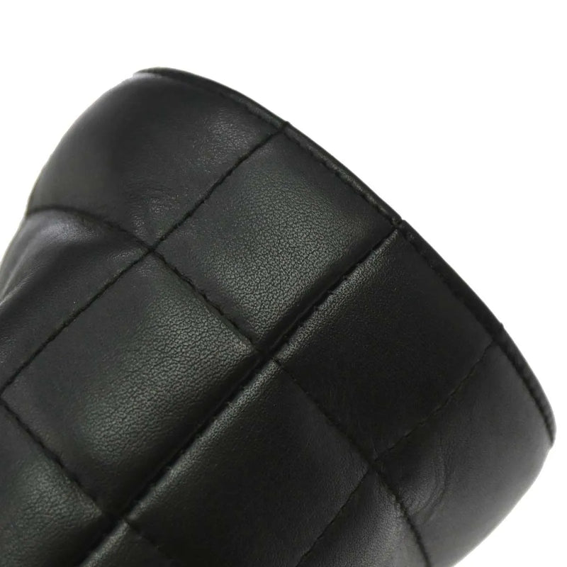 Chanel Vintage Chocolate Bar Tote Quilted Leather Black Bag