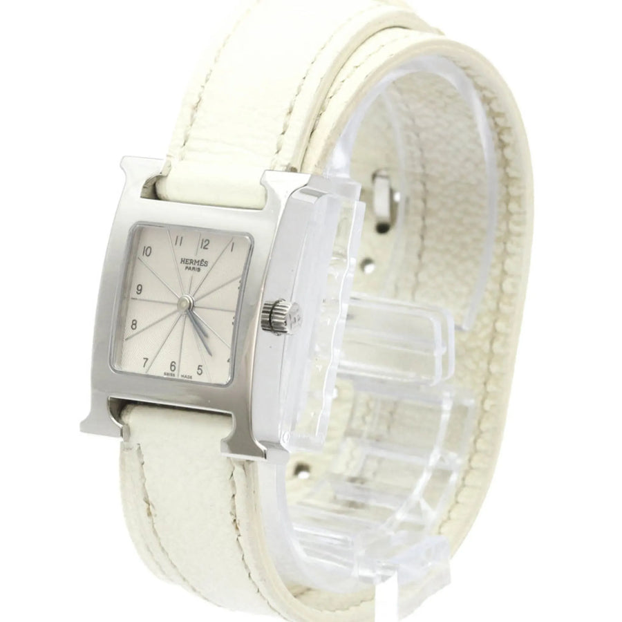 Hermes Heure H Double Tour Quartz Stainless Steel And Leather Watch