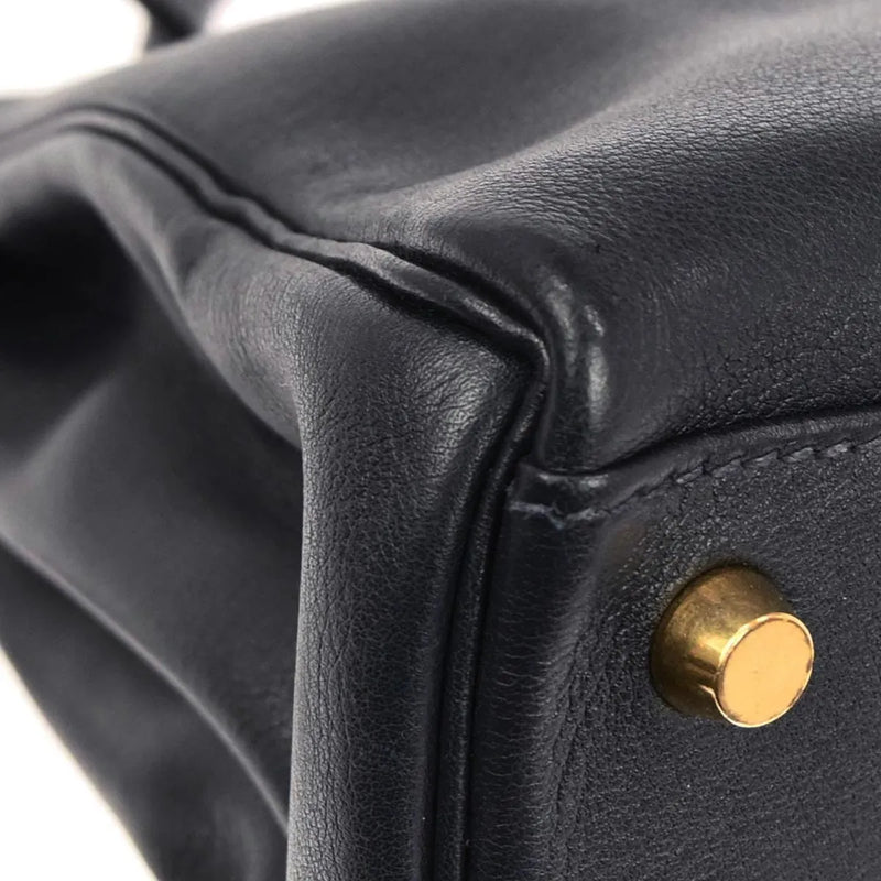 Hermes Kelly Blue Courchevel With Gold Hardware Leather Bag