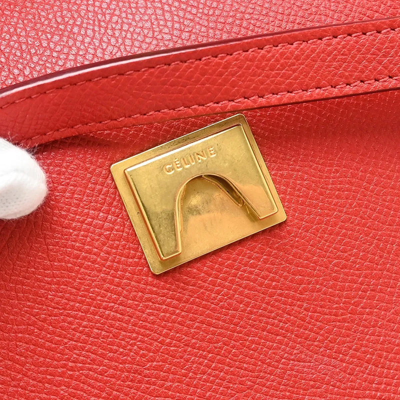 Celine Belt Calfskin Red Leather Bag