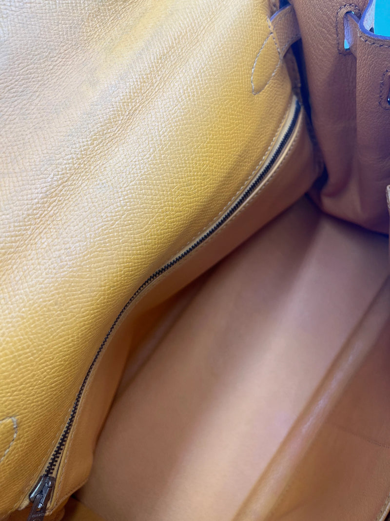 Hermes Kelly 32 Graine Couchevel Yellow Leather Bag