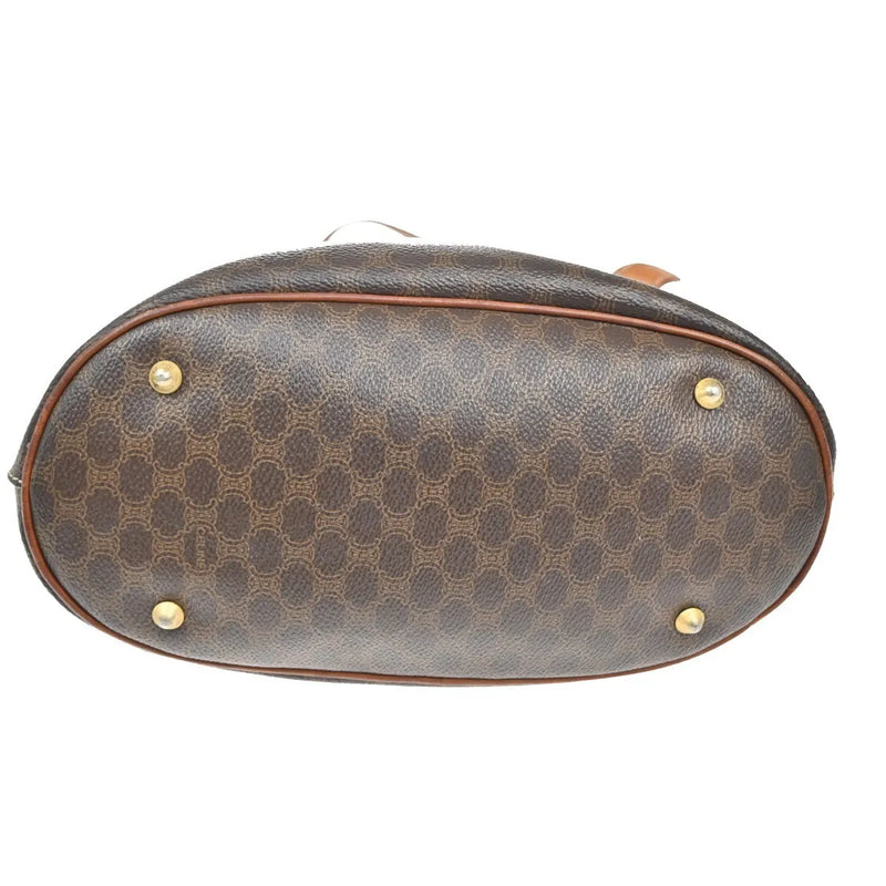Celine Vintage Macadam Canvas And Leather Brown Bag