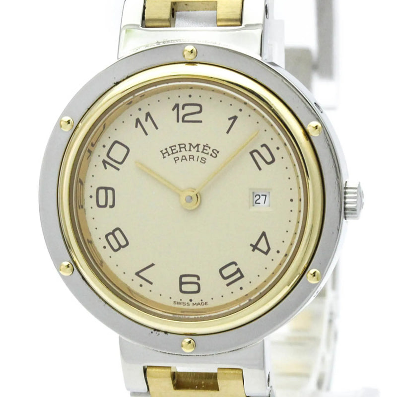 Hermes Clipper Quartz Stainless Steel With Plated Metal Watch
