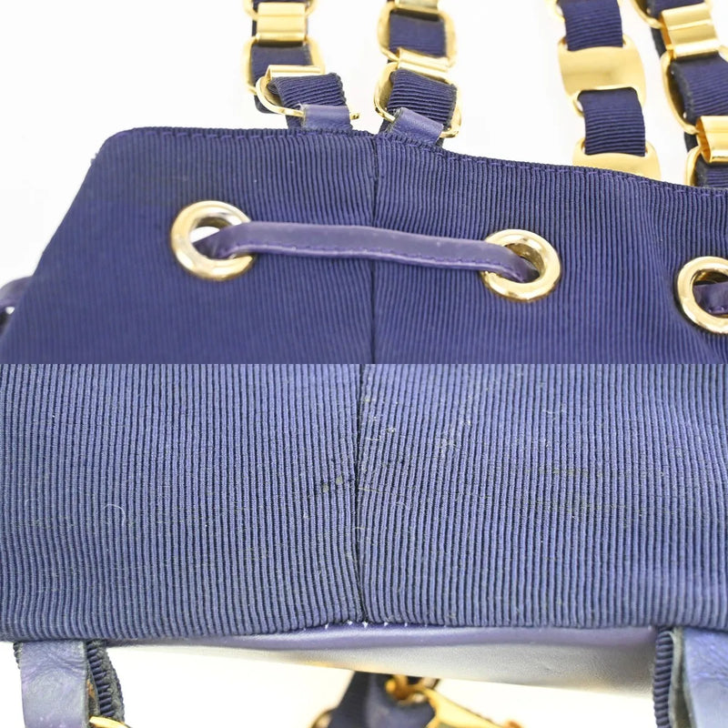 Salvatore Ferragamo Vara Chain Canvas Purple Bag