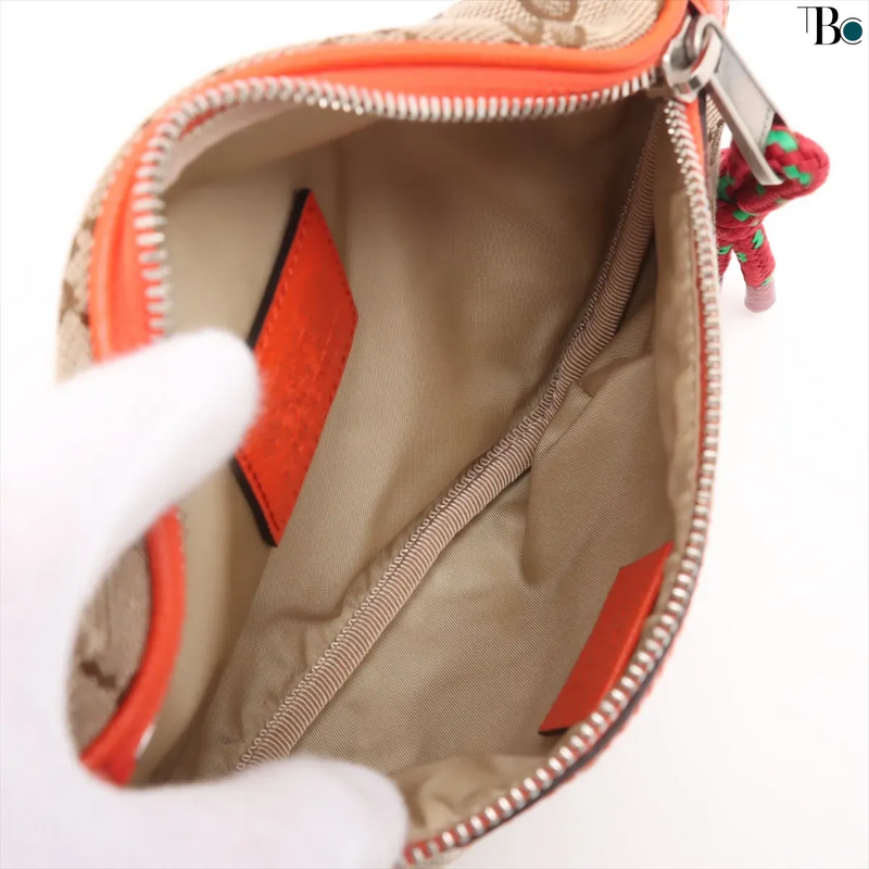 Gucci Ophidia Zip Belt Gg Velvet Beige Canvas Bag