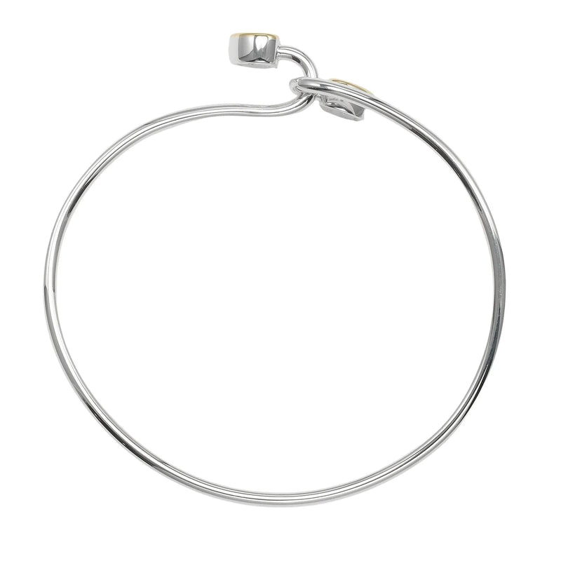 Tiffany & Co. Double Heart Lock Bangle Sterling Silver With 18k Yellow Gold Jewelry