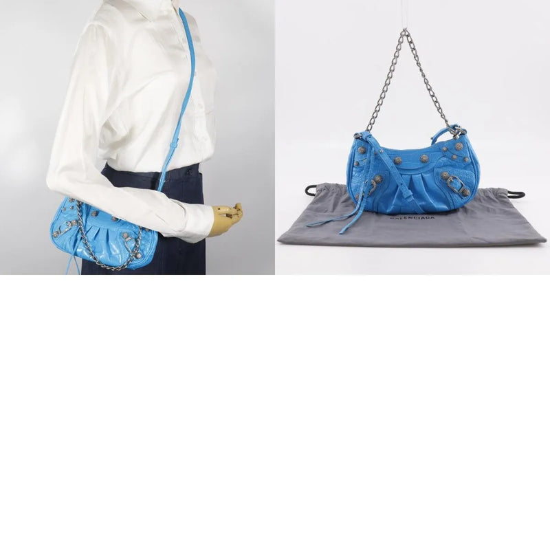 Balenciaga Shoulder Pvc Blue Leather Bag