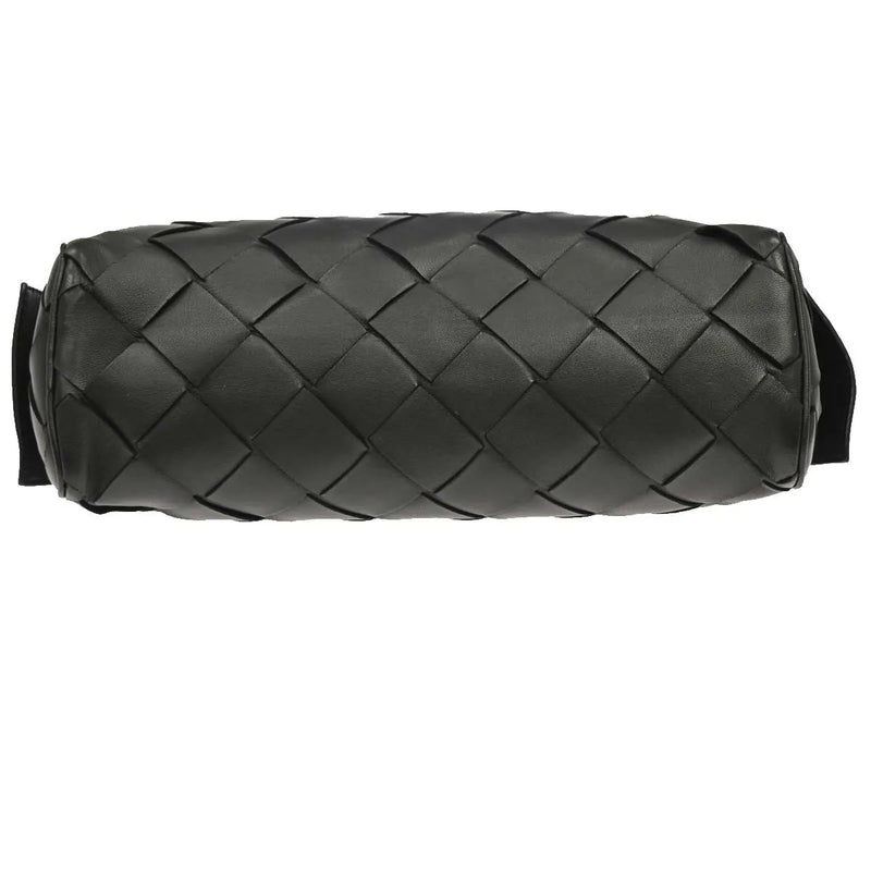 Bottega Veneta Zip Clutch Leather With Intrecciato Snakeskin Detail Black Bag