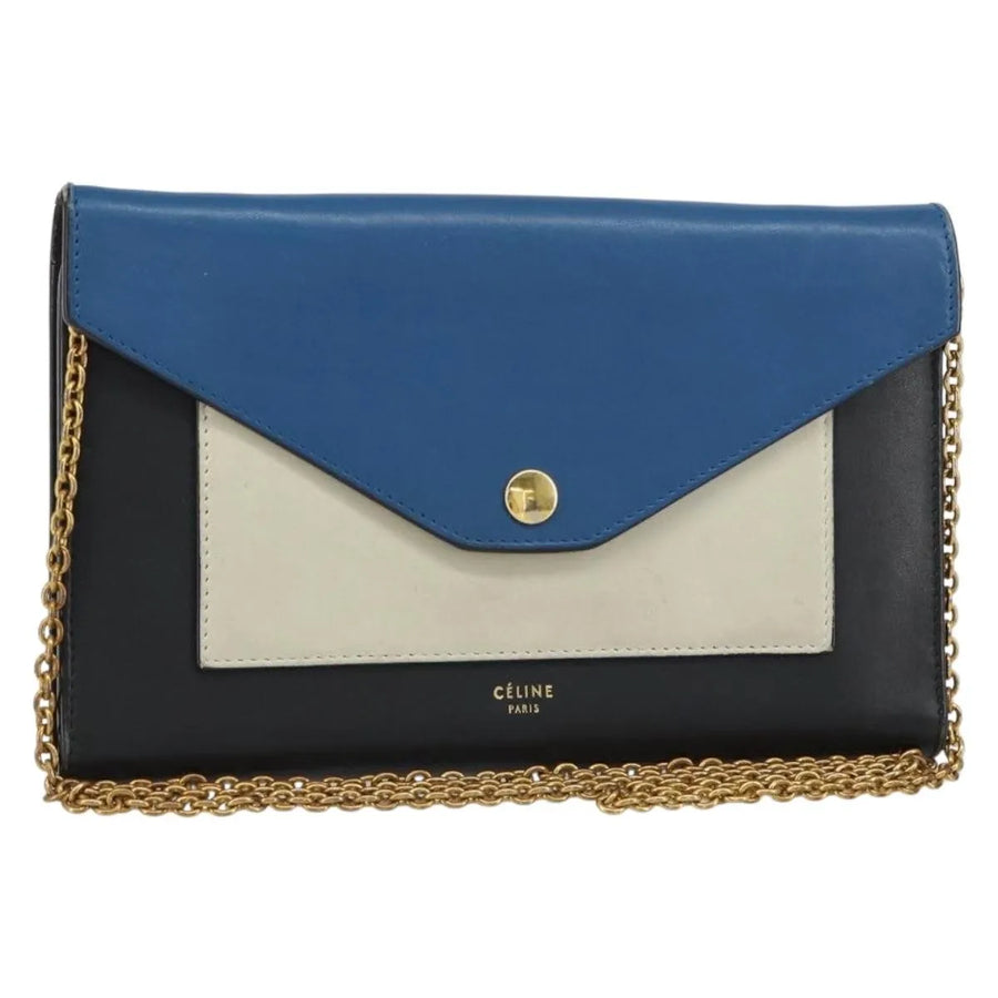 Celine Pocket Envelope Wallet On Chain Leather Multicolour Bag